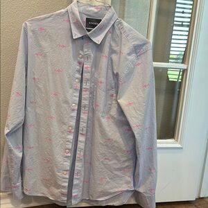 Bonobos Blue with Pink sharks Casual Button Down Shirt size M